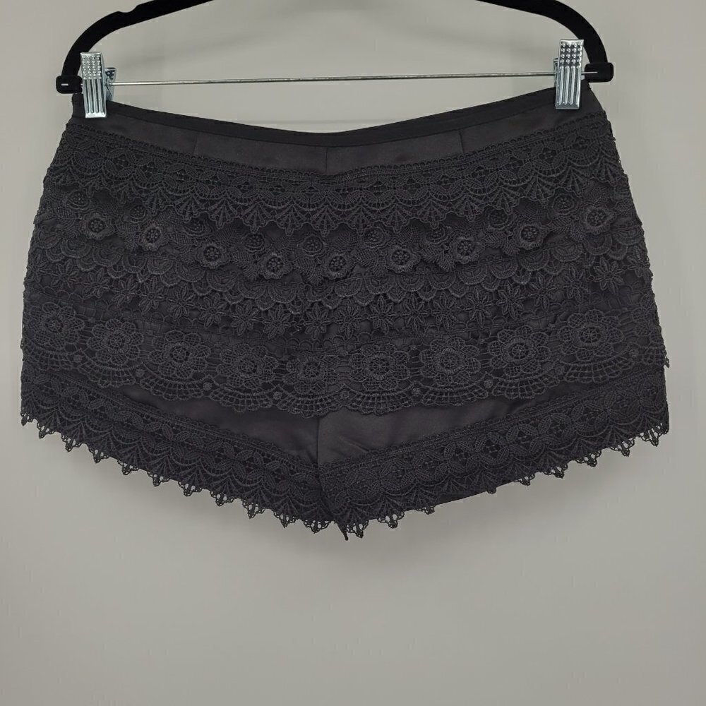 Sans Souci Black Crochet Lace Shorts